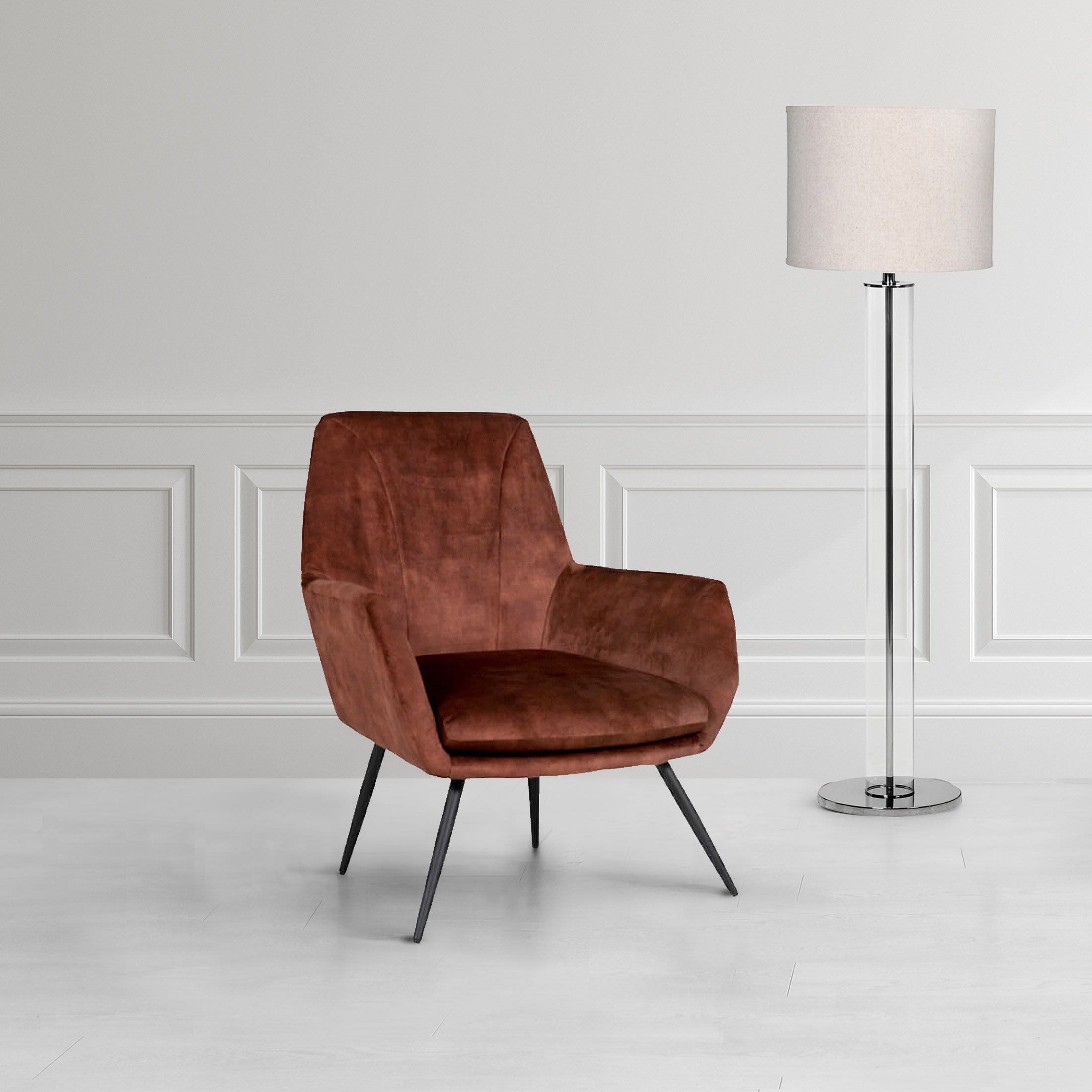 Flynn Orange Velvet Armchair by Vida Living