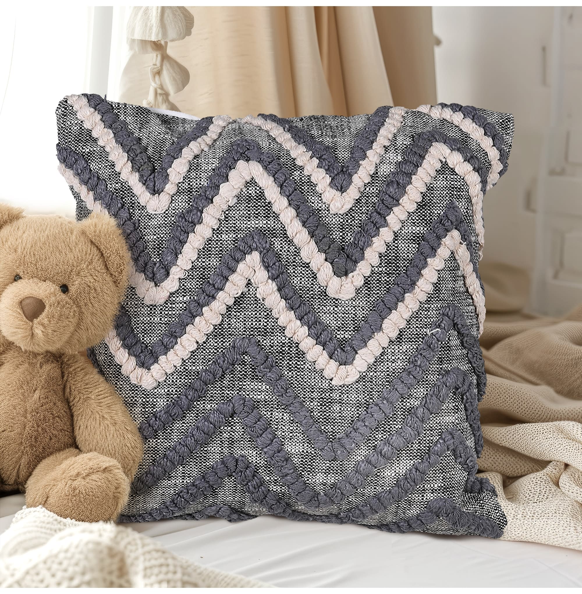 Tonal Tufted Zigzag Cushion