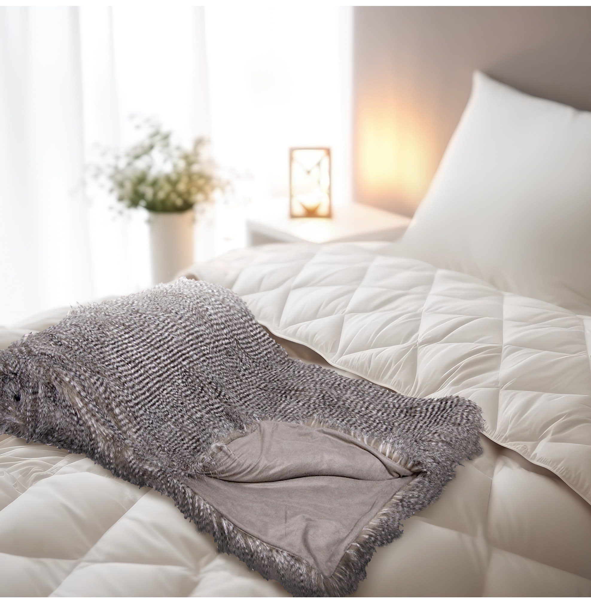 Speckled Faux Fur Throw