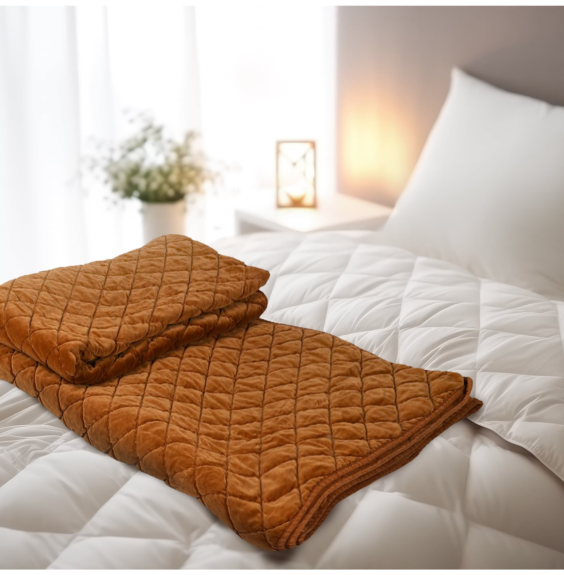 Caramel Quilted Oversized Throw