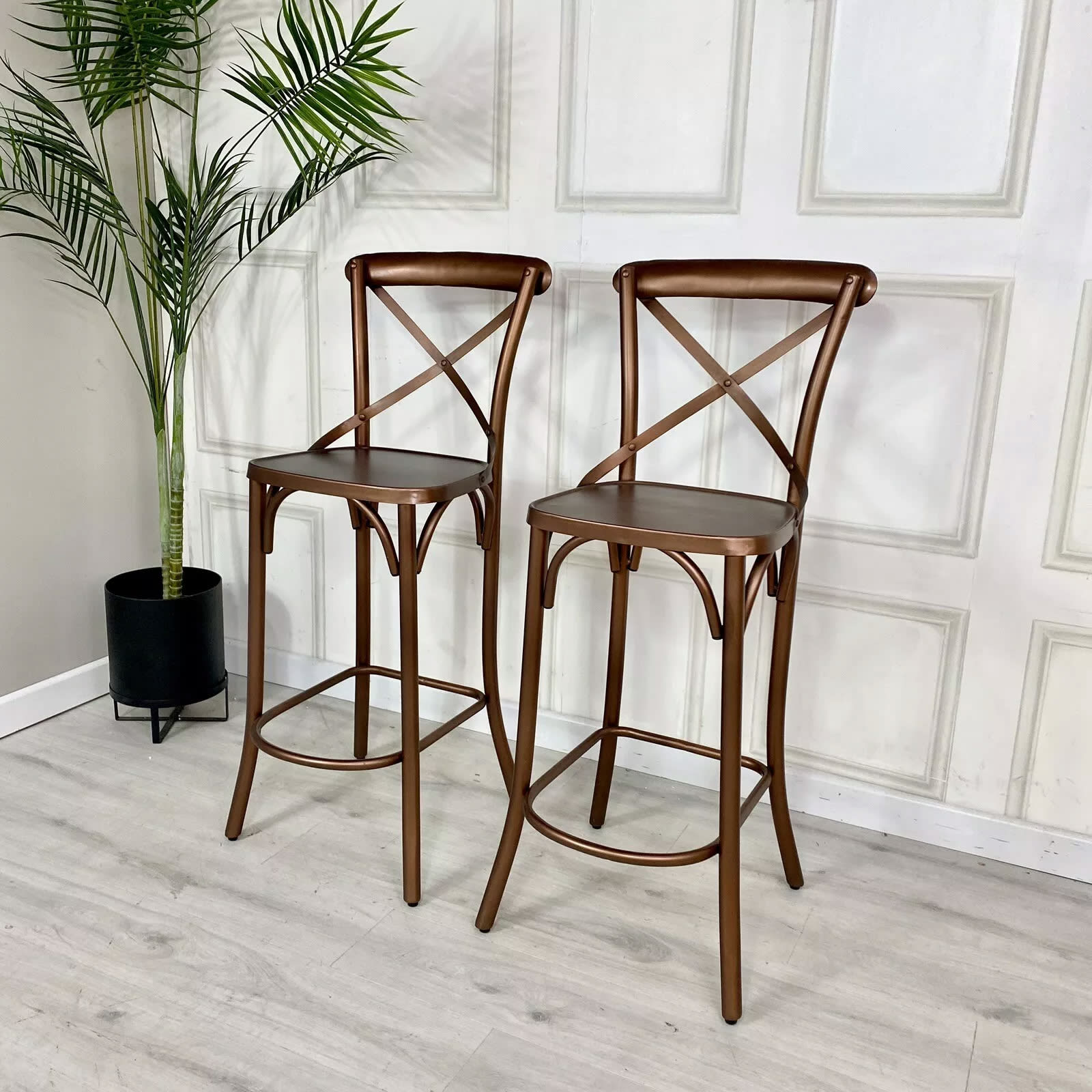 Copper Bar Stool With Backrest Lathe Wooden Stool Antique Copper