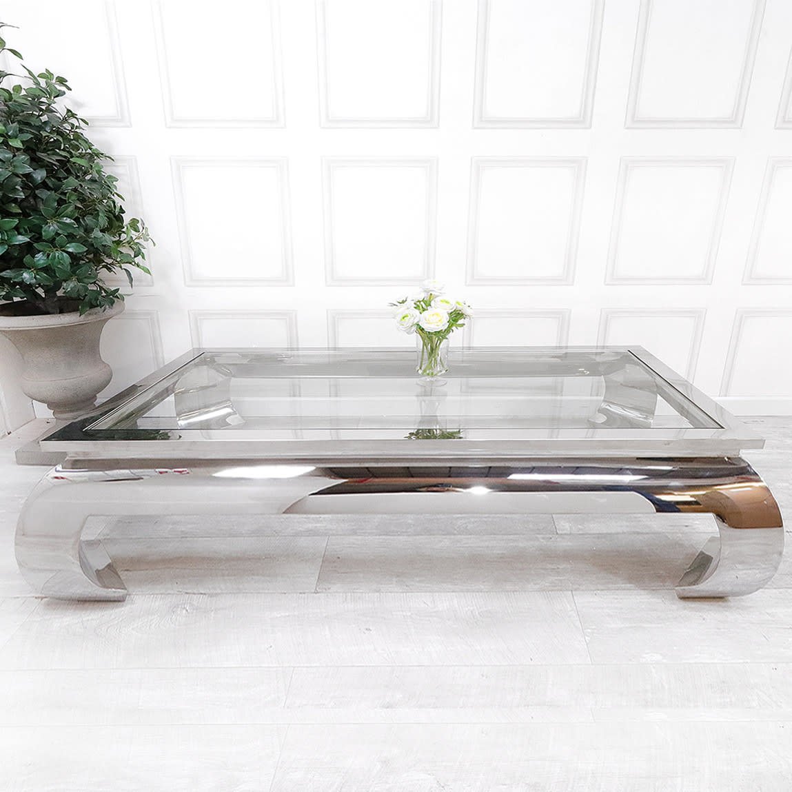 Sloane Chrome Glass Top Large Coffee Table