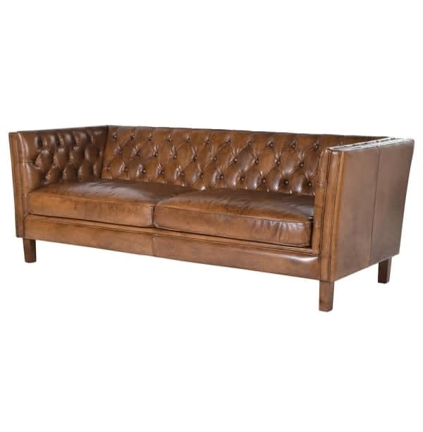 Vintage Leather Brown Buttoned Back 2 or 3 Seater Sofa