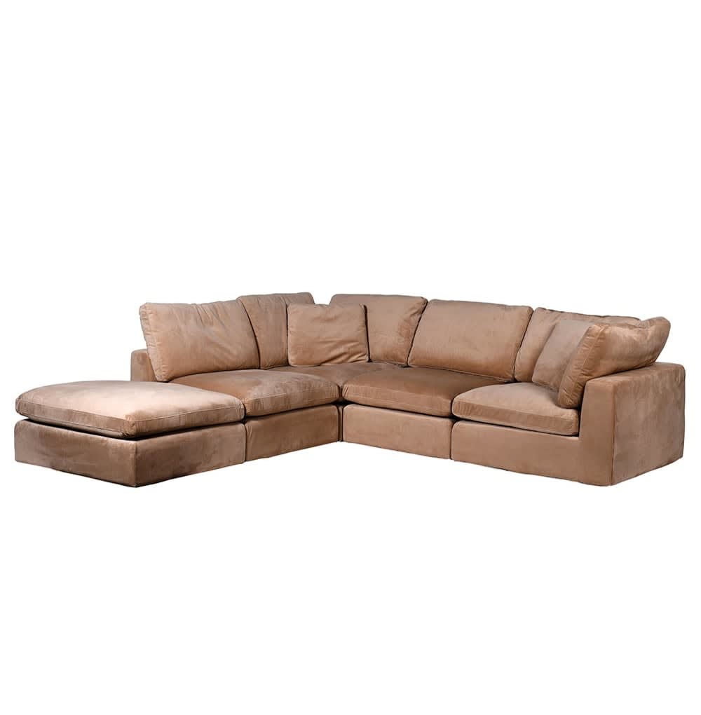 Copper Mink Velvet Adjustable Corner Sofa