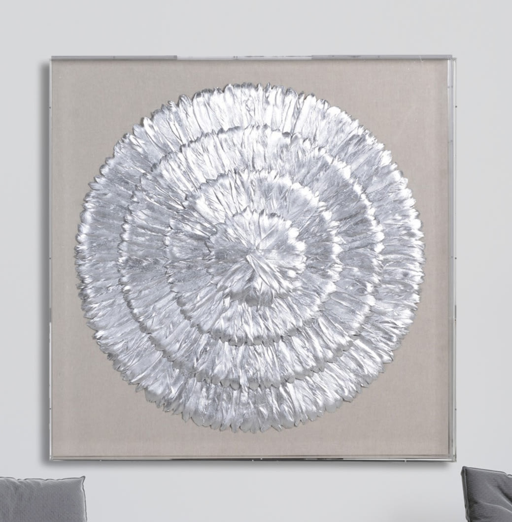 Silver Feathers Wall Art in Perspex