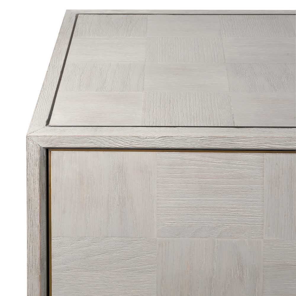 White Patterned Oak 4 Door Sideboard