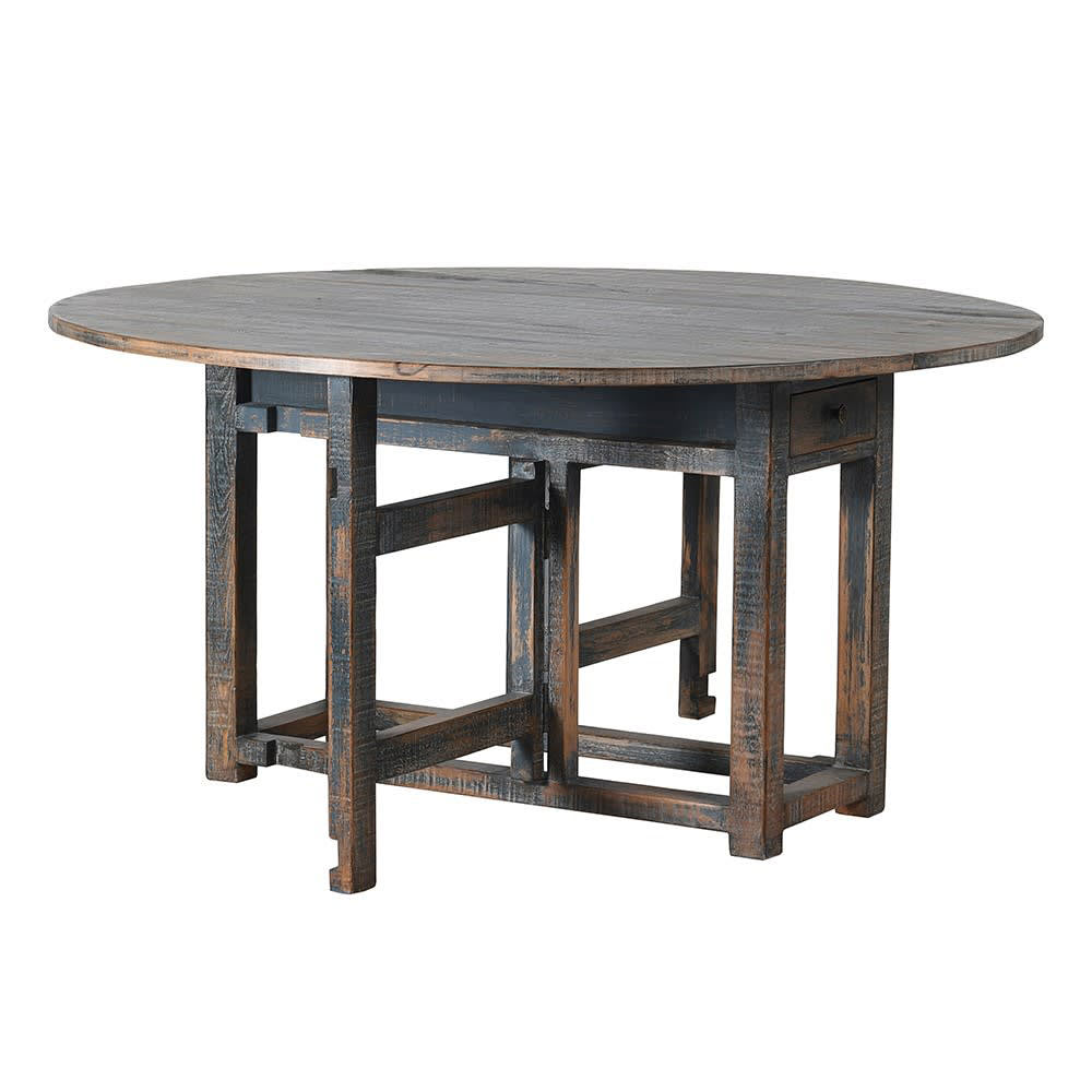 Blue Distressed Round Dining Table