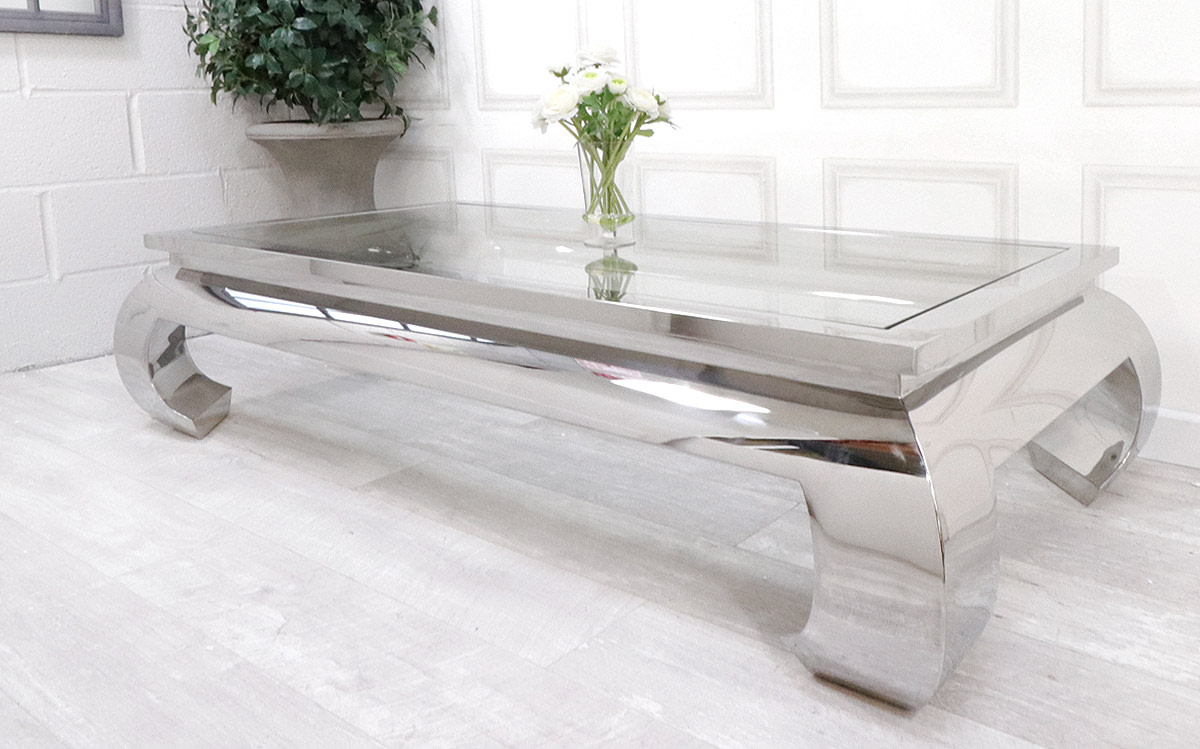 Sloane Chrome Glass Top Large Coffee Table Nicky Cornell