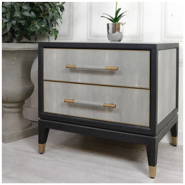 Osaka Grey Patterned 2 Drawer Bedside