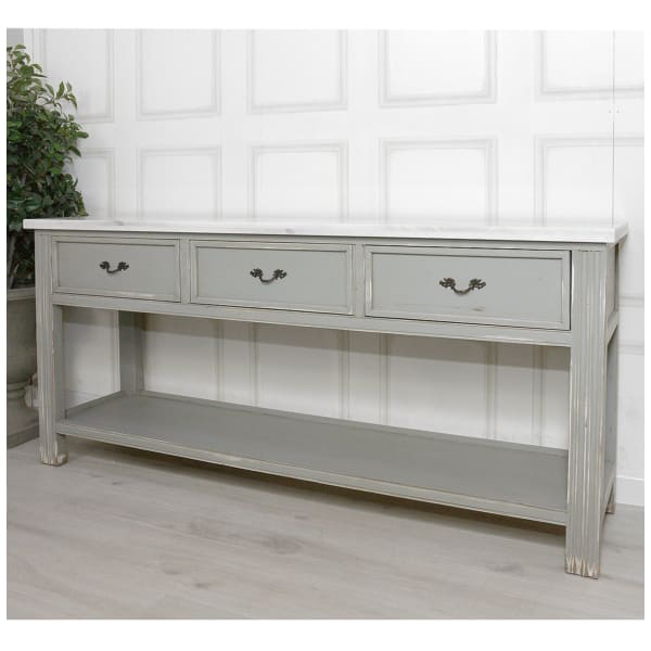 Grey Hall Console Table with Marble Top