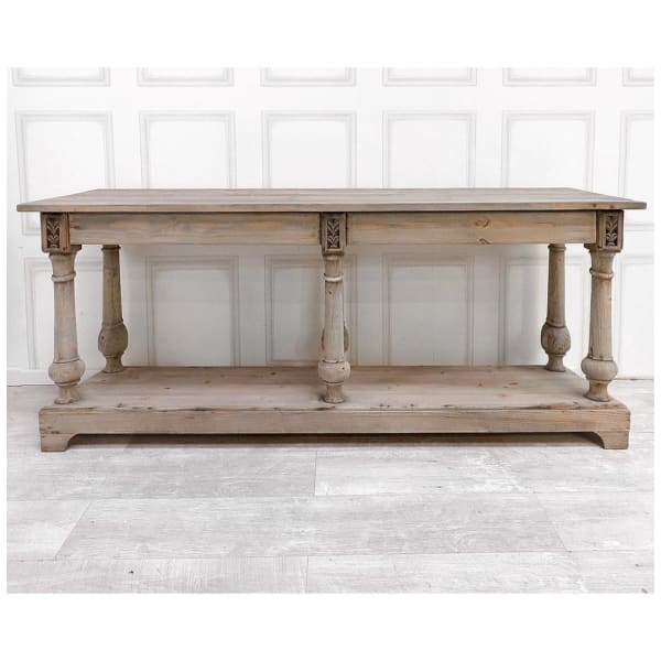 French Style Reclaimed Long Hall Console Table with Drawers