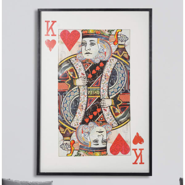 King of Hearts Large Playing Card Art in Frame