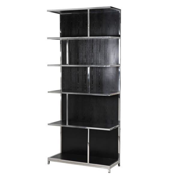 Sloane Chrome and Black Open Bookcase