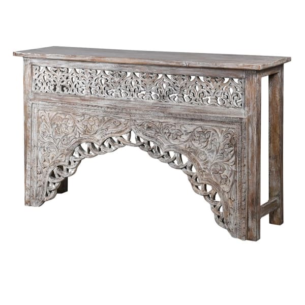 Bagoda Salt Carved Hall Console Table