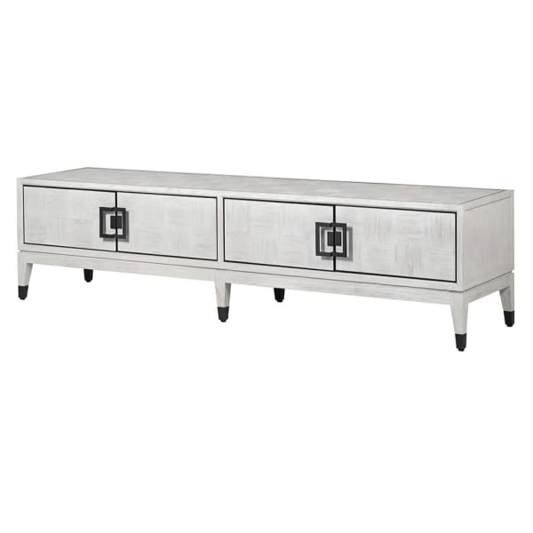 Boho White Wash Low TV Unit