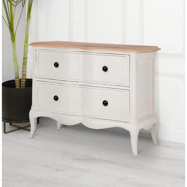 Amelia Large Soft White 2 Drawer Bedside Table