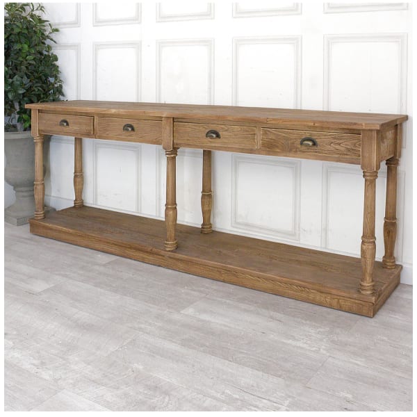 Yukon Elm 4 Drawer Large Hall Console Table