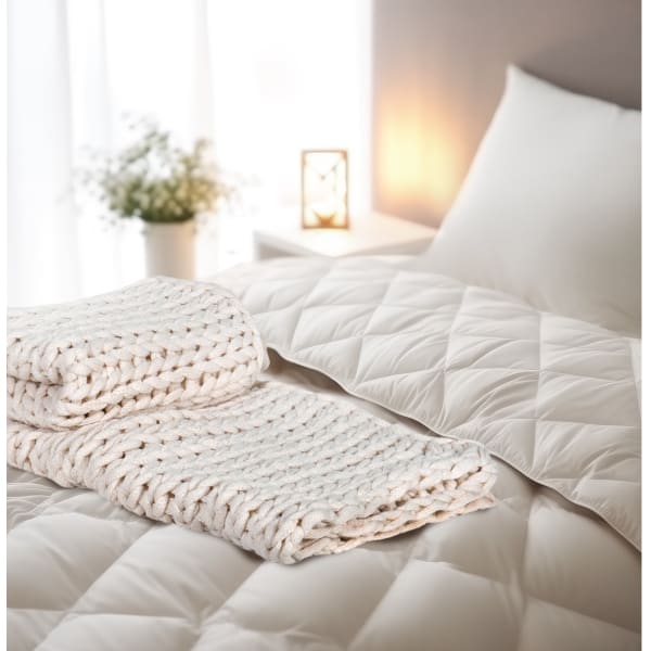 Cream Chunky Knitted Throw