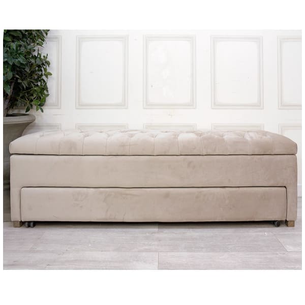 Buttoned Ottoman with Shoe Storage