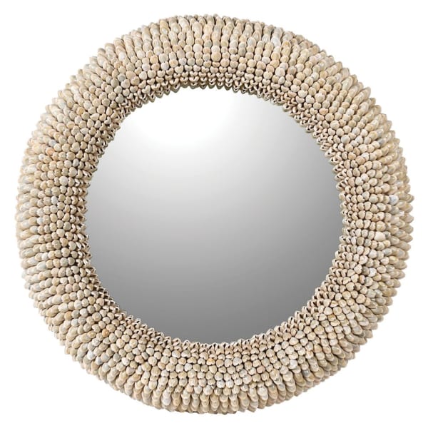 Polished Shell Round Mirror