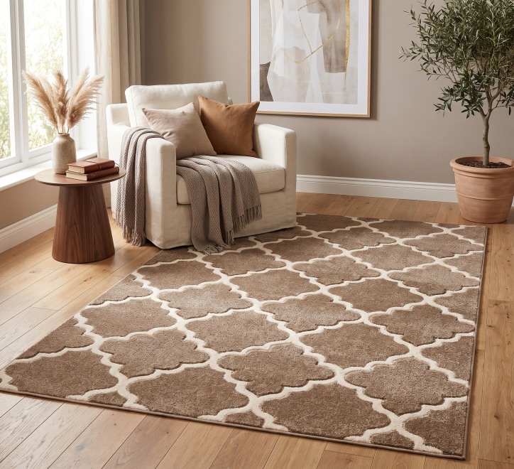 beige white stylish pattern rug