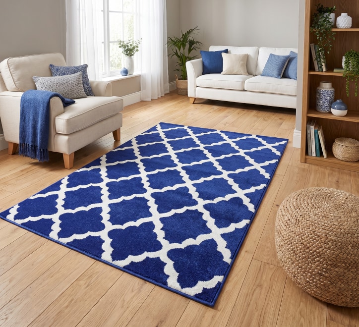navy white stylish pattern rug