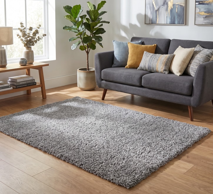silver grey shaggy rug