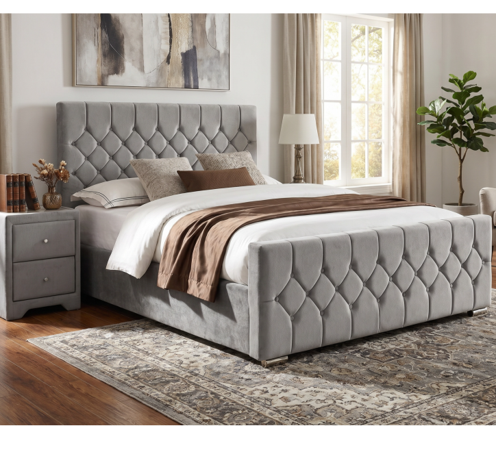 silver fabric bed button headboard matching locker