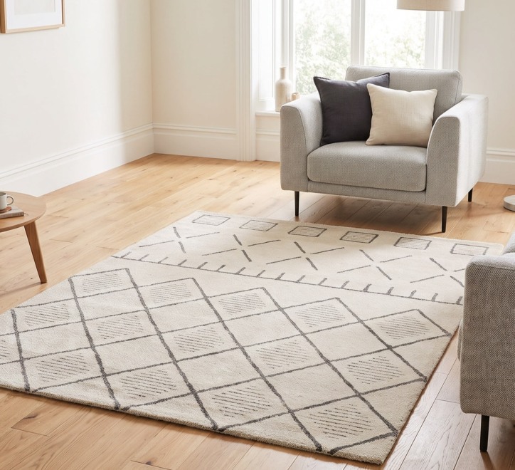 beige grey mixed pattern rug