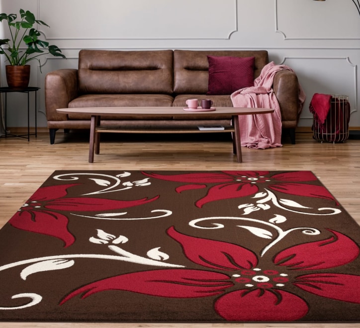 Primrose Rug Choc-Red