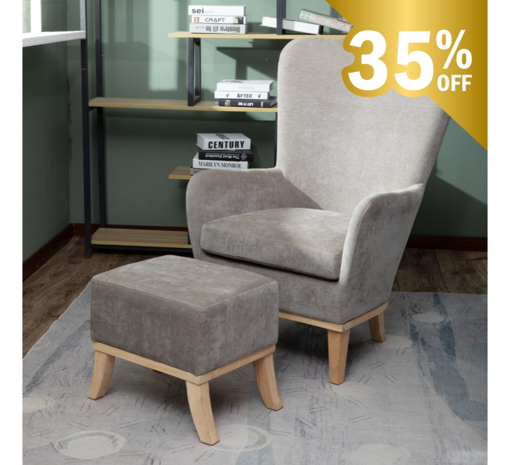 Chair + Footstool 1986 Light Grey