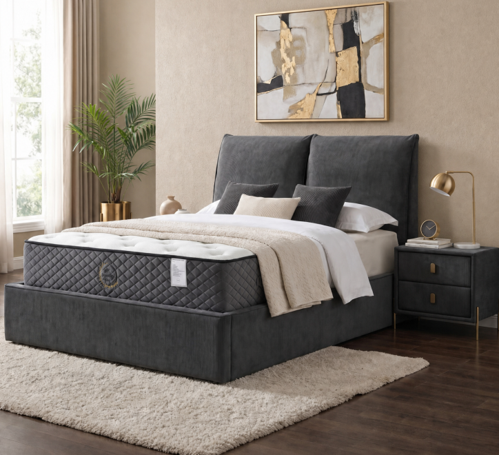 reversible luxury mattress on grey bed