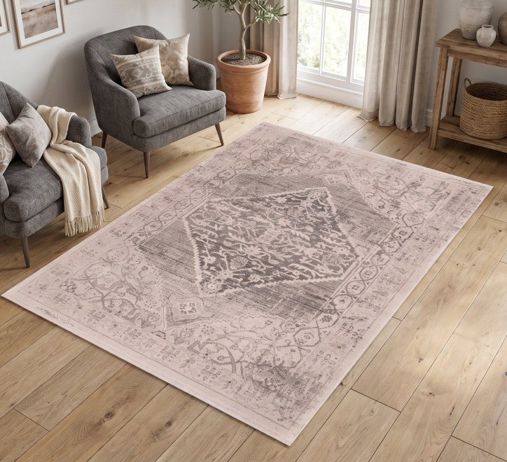 beige ornate rustic pattern rug
