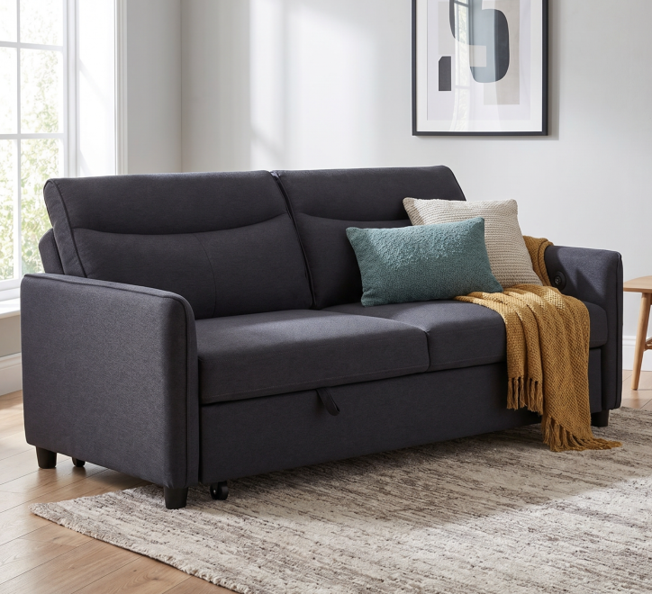 dark grey fabric sofabed