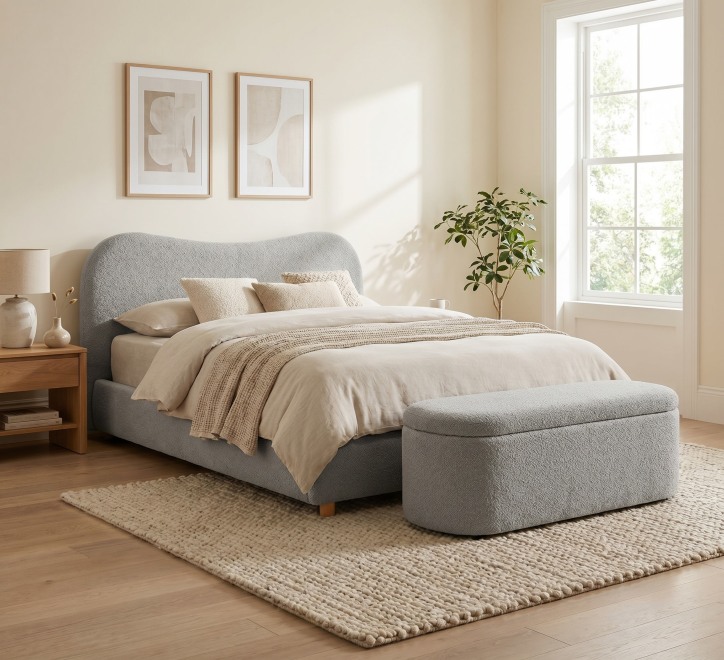 grey teddy fleece fabric bed and blanket box