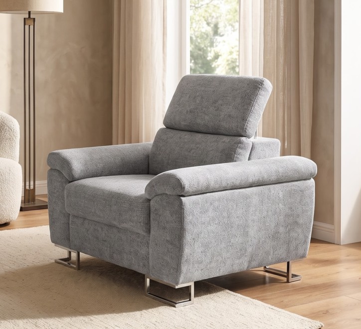 grey fabric armchair