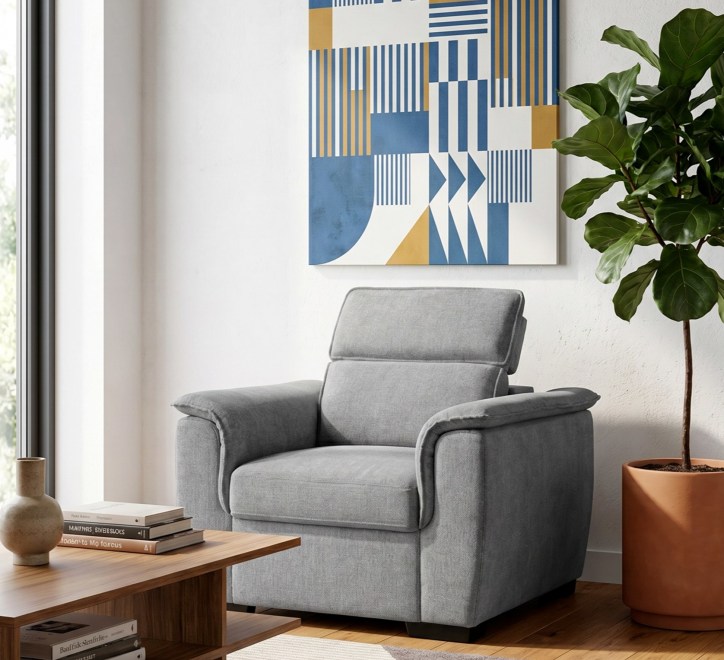 grey fabric armchair