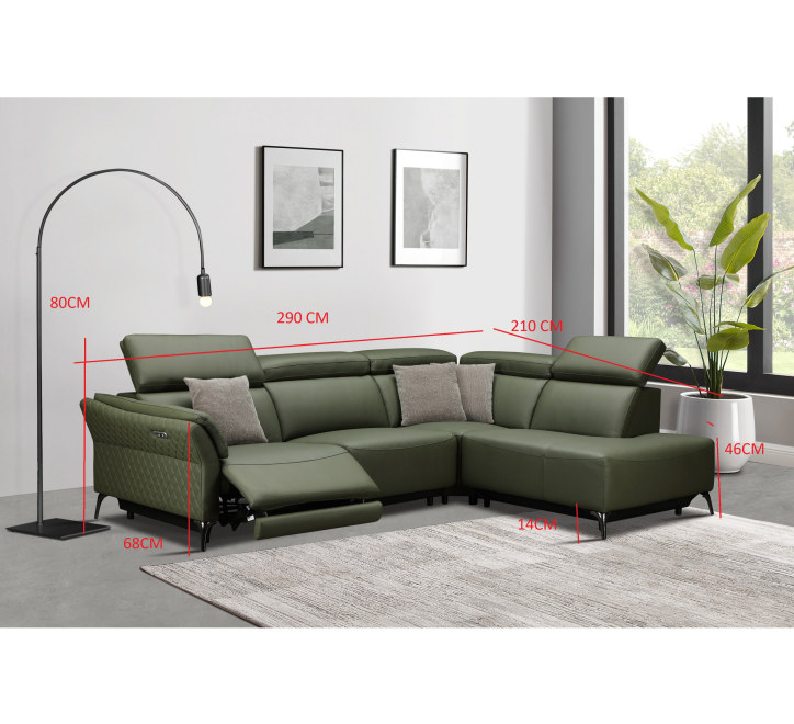 Milan Electric Corner Suite (Forest Green)
