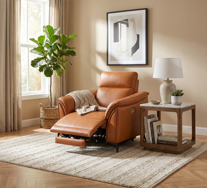 light brown leather recliner armchair