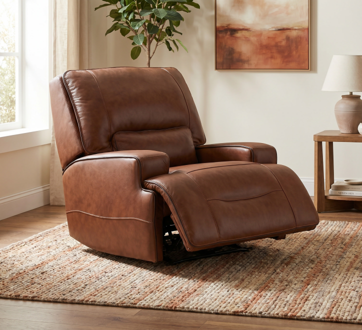 dark brown leather recliner armchair