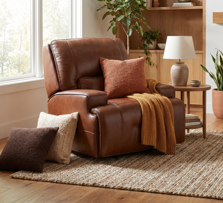 dark brown leather armchair