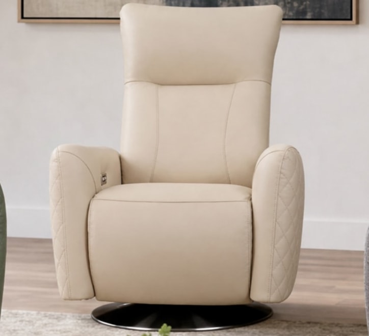 cream leather swivel armchair