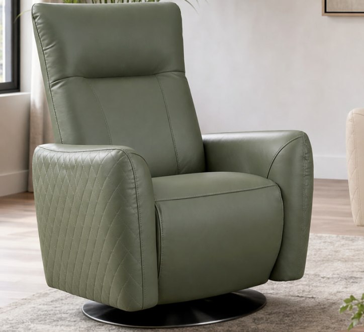green leather swivel armchair