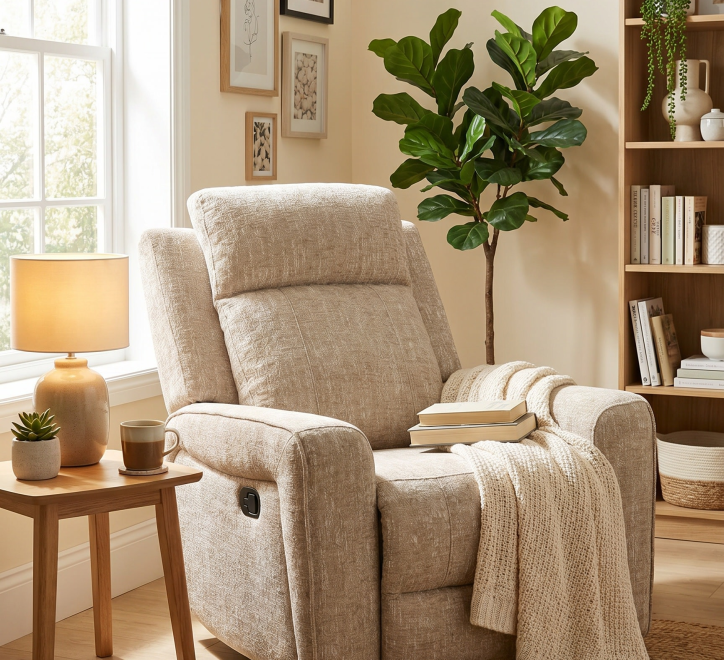 beige fabric armchair