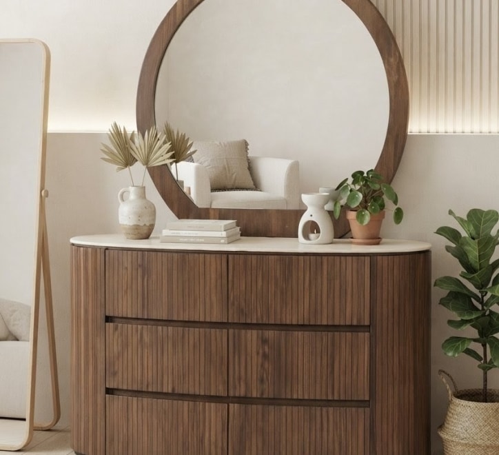 dressing table and mirror walnut