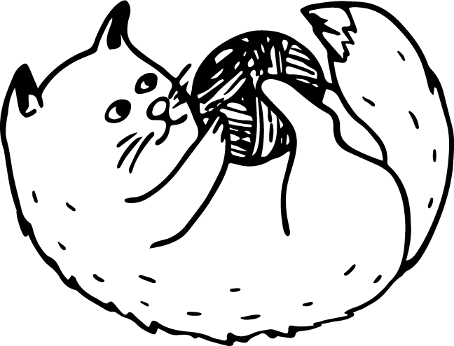 Dessin minimaliste en noir et blanc pixelisé d'une chat posée sur ce qui semble être un biscuit rond. chat est positionnée au centre avec des toiles s'étendant vers l'extérieur. Le biscuit, qui rappelle ceux que vous pourriez trouver en cherchant chats scottish fold à vendre au maroc