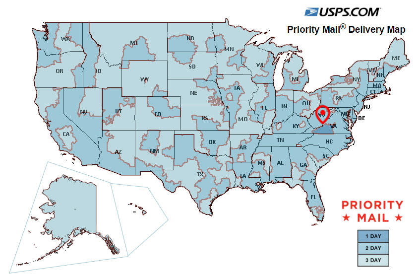 USPS Prority Mail Map