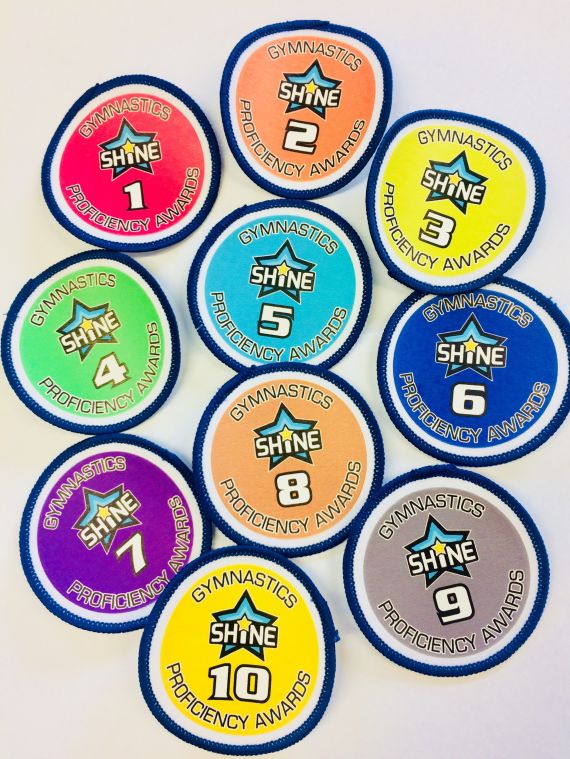 Shine Gymnastics Proficiency Award badges