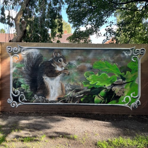 A graffiti art squirrel