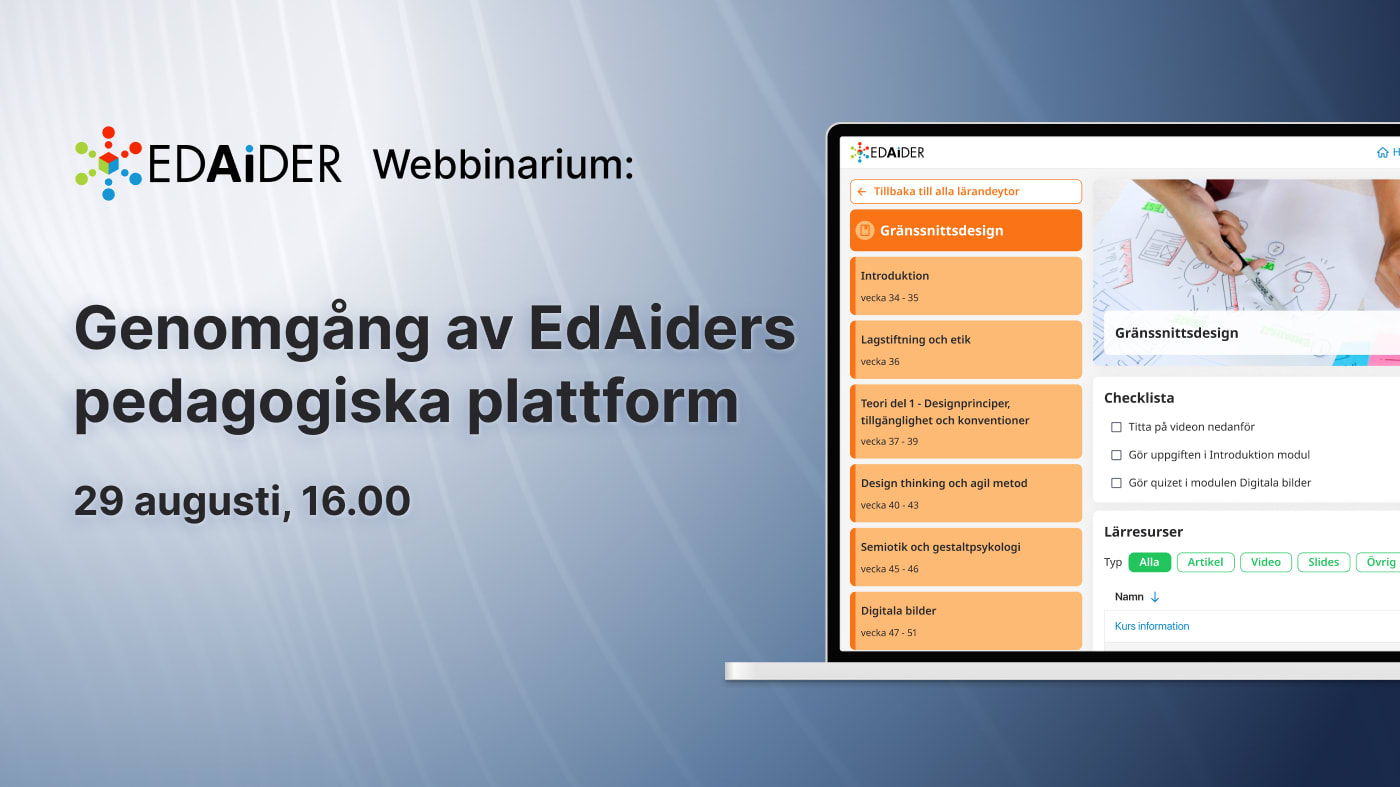 Webbinarium: Genomgång av EdAiders pedagogiska plattform